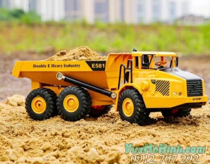 xe tải ben điều khiển từ xa E581-001 xe nâng đồ chơi trẻ em chở cát E581 Volvo