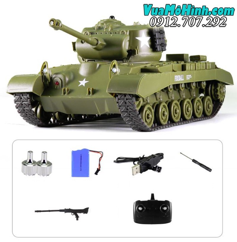 Xe tăng điều khiển từ xa mini tank Henglong M26 Pershing M4A3 3841-01 3841-02