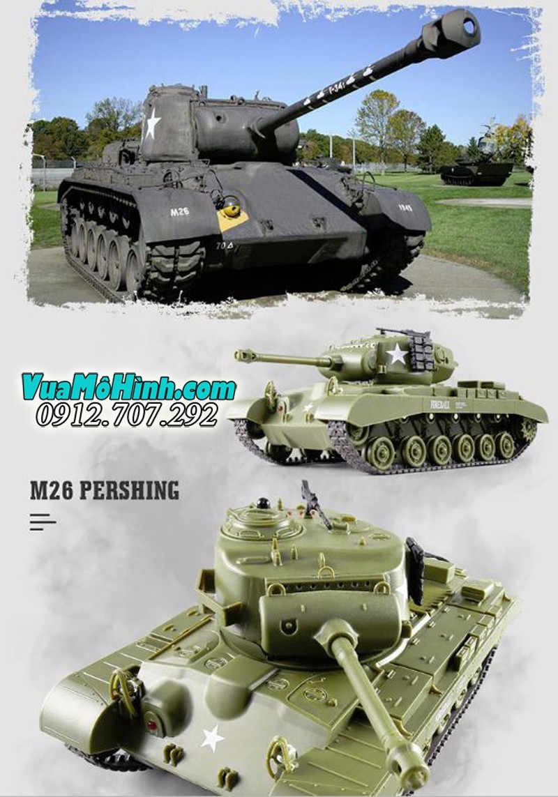 Xe tăng điều khiển từ xa mini tank Henglong M26 Pershing M4A3 3841-01 3841-02