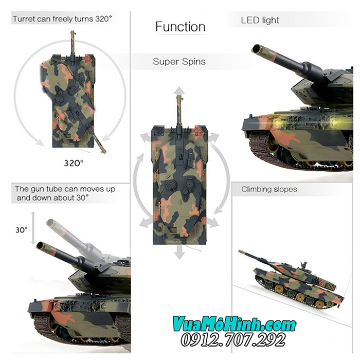 xe tăng mô hình điều khiển từ xa rc tank heng long leopard 2a5 iia5 3809 1/24