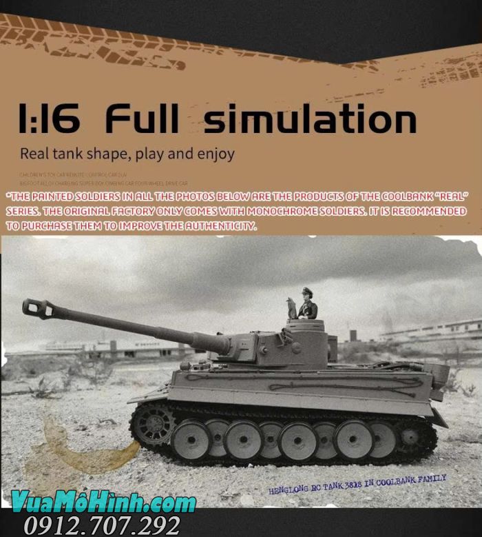 Xe tăng điều khiển từ xa Coolbank 3818-1 Tiger I tỉ lệ 1/16