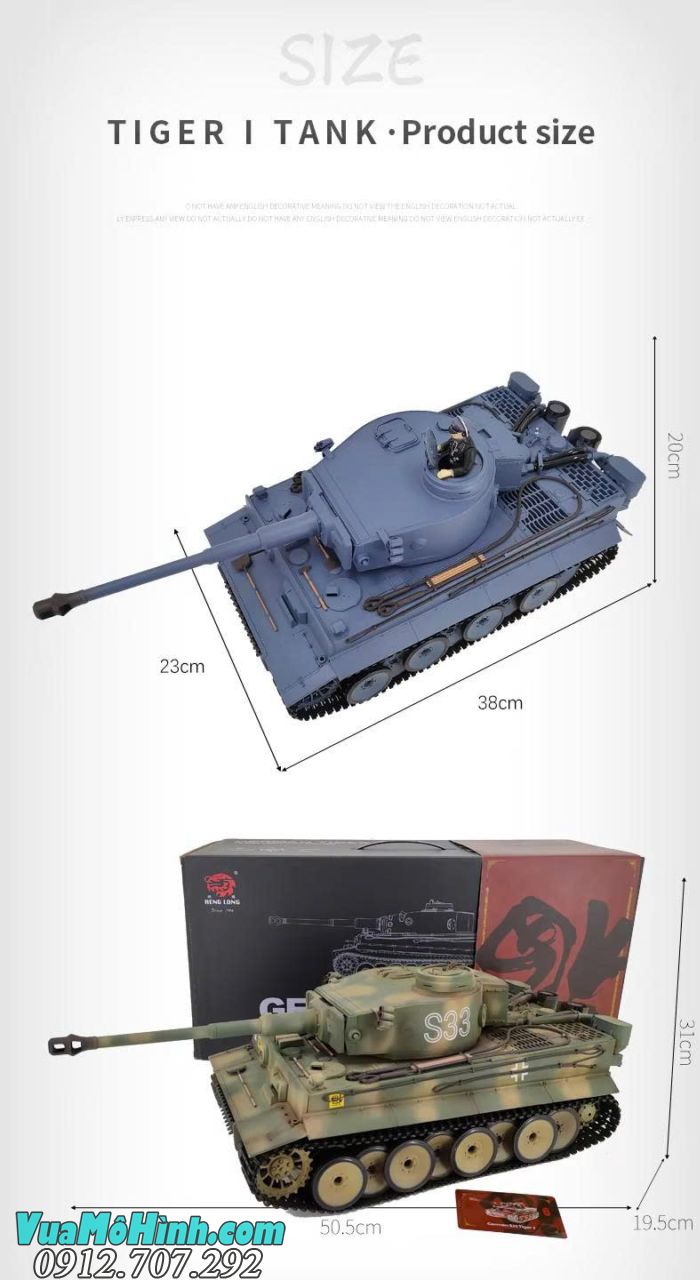 Xe tăng điều khiển từ xa Coolbank 3818-1 Tiger I tỉ lệ 1/16