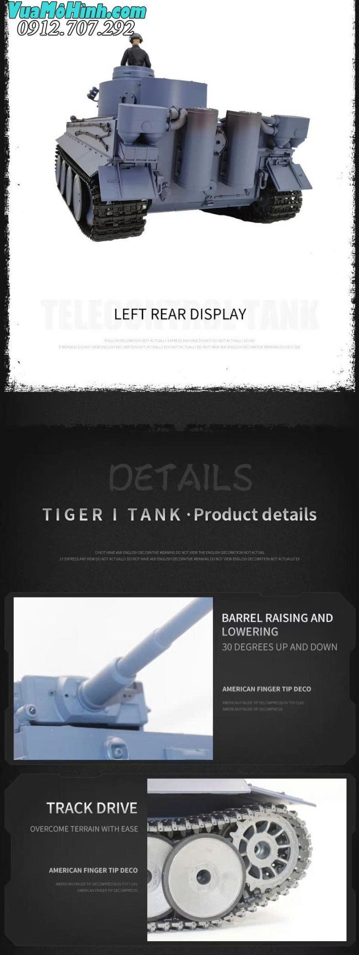 Xe tăng điều khiển từ xa Coolbank 3818-1 Tiger I tỉ lệ 1/16