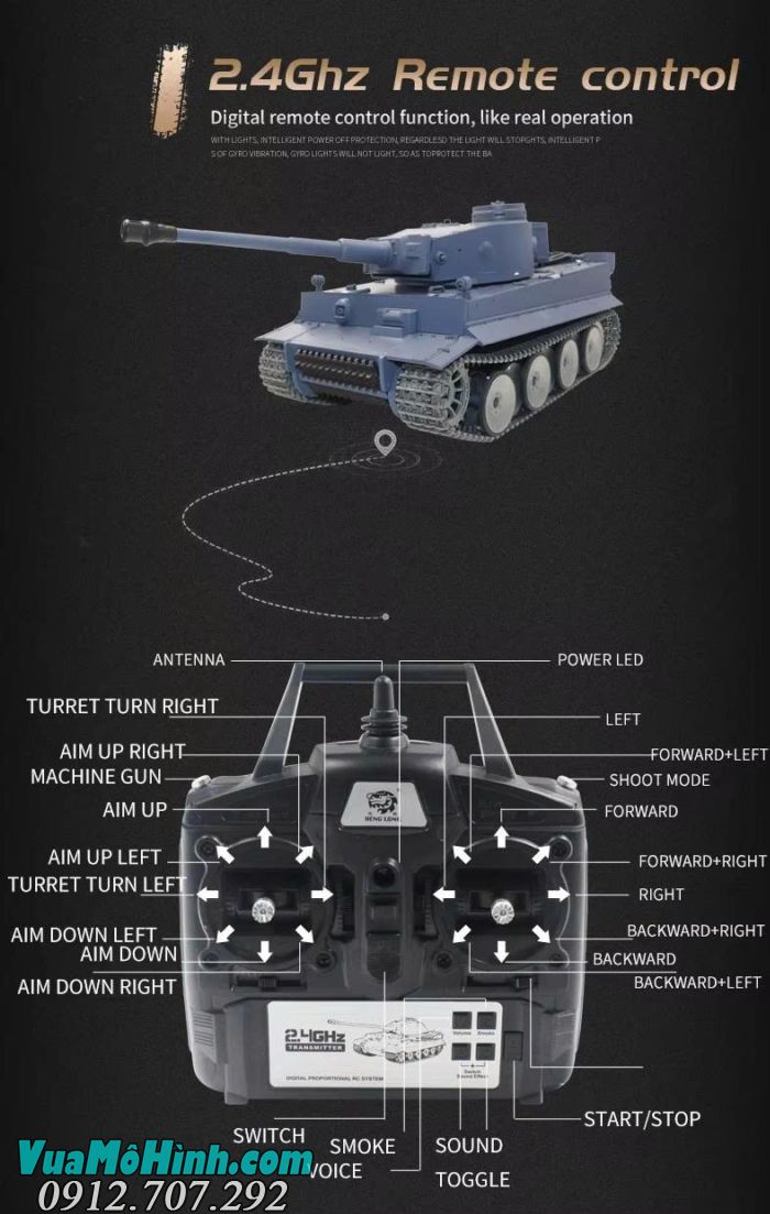 Xe tăng điều khiển từ xa Coolbank 3818-1 Tiger I tỉ lệ 1/16