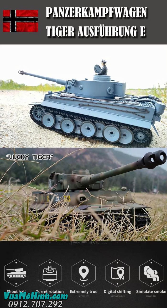 Xe tăng điều khiển từ xa Coolbank 3818-1 Tiger I tỉ lệ 1/16