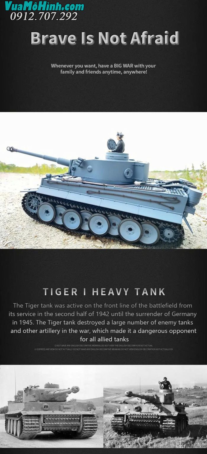 Xe tăng điều khiển từ xa Coolbank 3818-1 Tiger I tỉ lệ 1/16