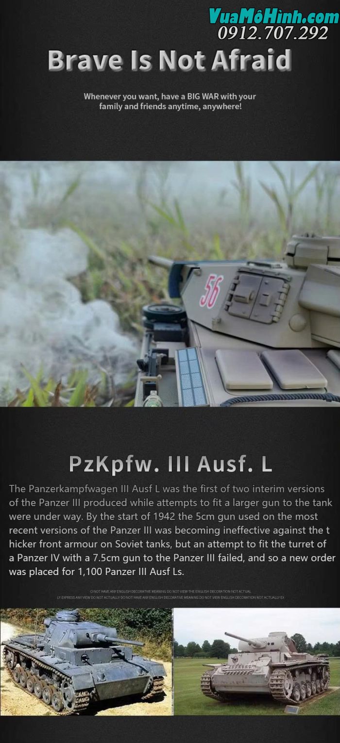 Xe tăng điều khiển từ xa Coolbank 3848-1 Panzer III Type L RC Tank 1/16