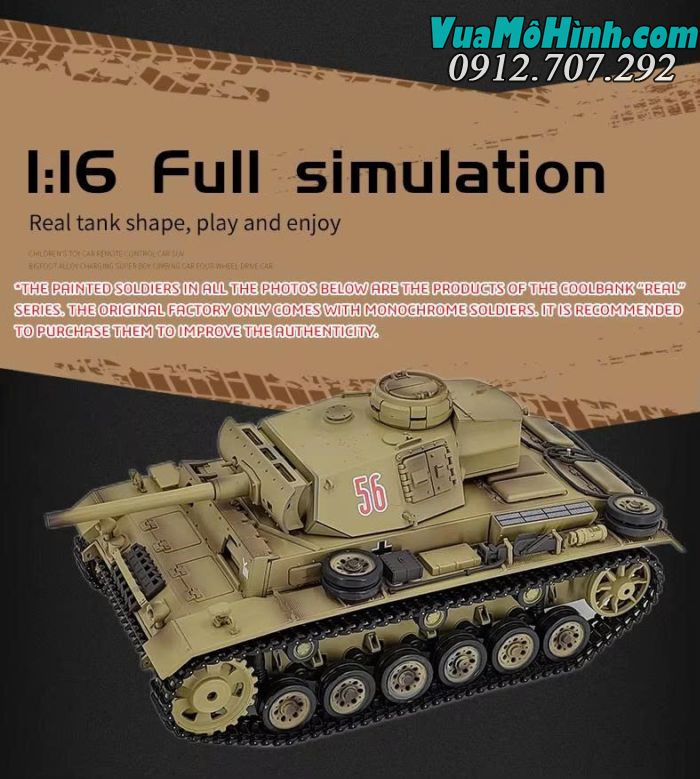 Xe tăng điều khiển từ xa Coolbank 3848-1 Panzer III Type L RC Tank 1/16