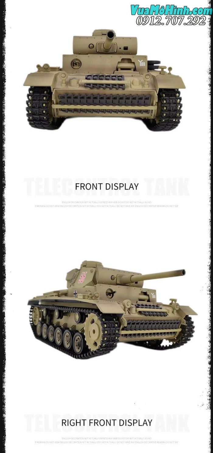Xe tăng điều khiển từ xa Coolbank 3848-1 Panzer III Type L RC Tank 1/16