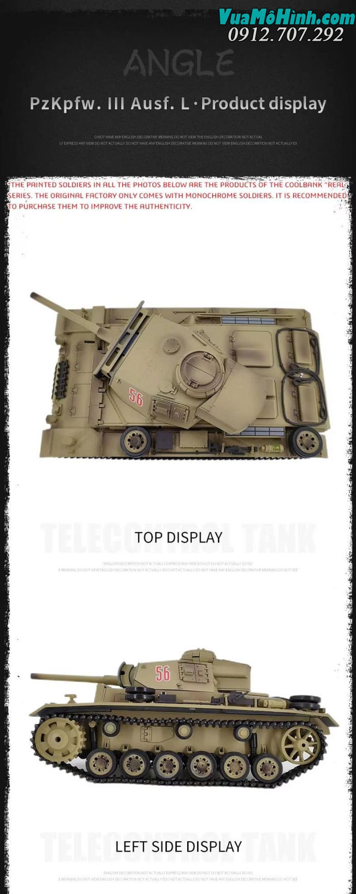 Xe tăng điều khiển từ xa Coolbank 3848-1 Panzer III Type L RC Tank 1/16