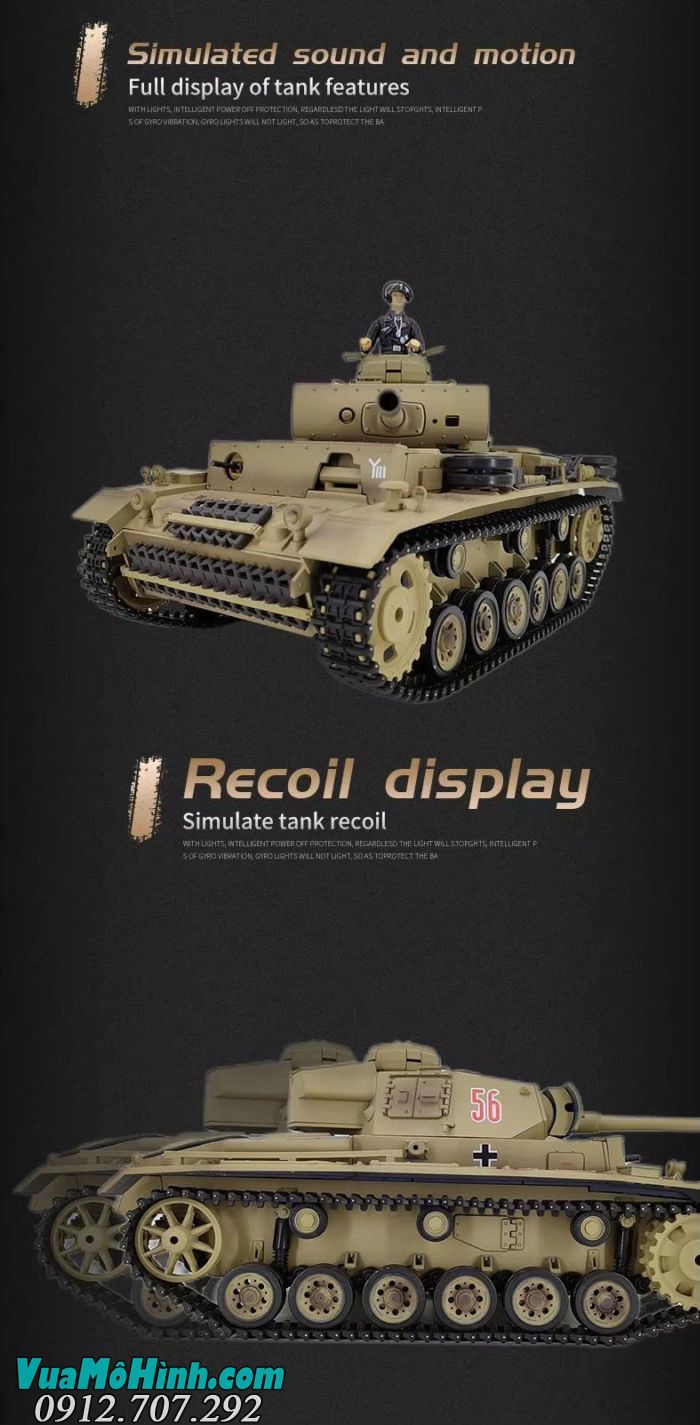 Xe tăng điều khiển từ xa Coolbank 3848-1 Panzer III Type L RC Tank 1/16