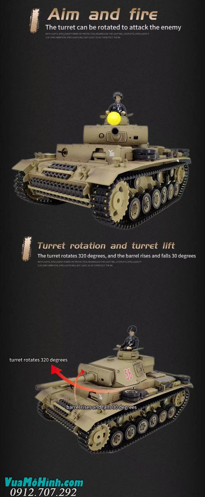 Xe tăng điều khiển từ xa Coolbank 3848-1 Panzer III Type L RC Tank 1/16