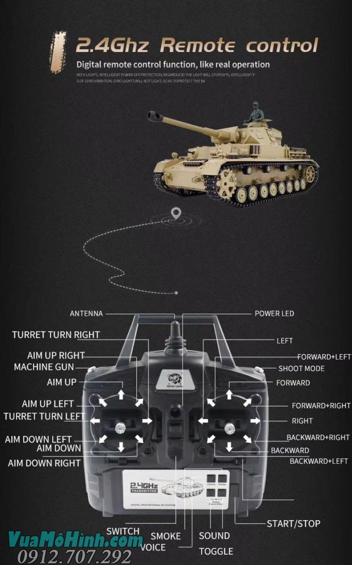 Cool Bank 3859-1 Panzer IV F2 1/16 RC Tank mô hình xe tăng Đức