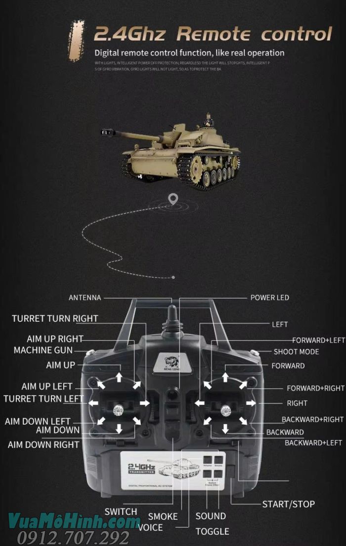 Xe tăng điều khiển từ xa  CoolBank-3868-1 German StuG III F8 Type 1/16
