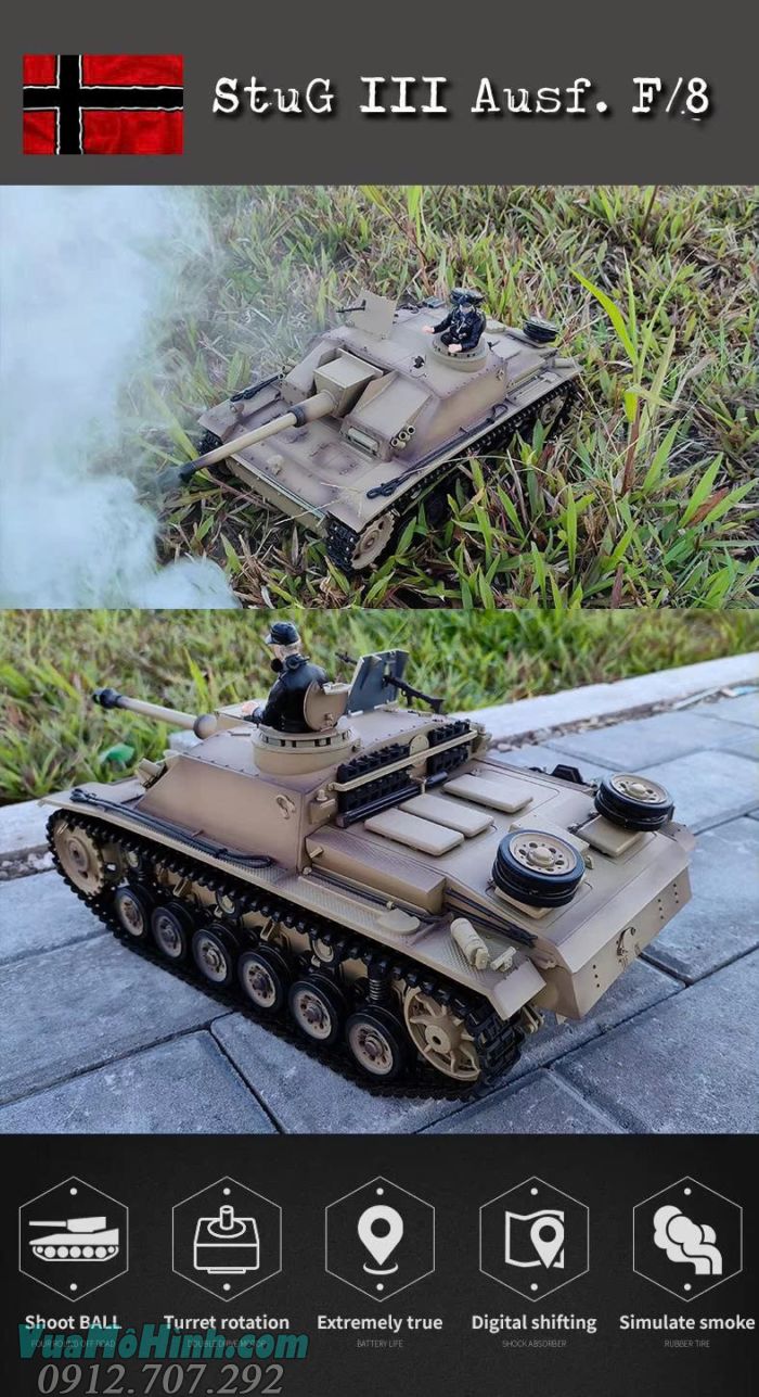 Xe tăng điều khiển từ xa  CoolBank-3868-1 German StuG III F8 Type 1/16