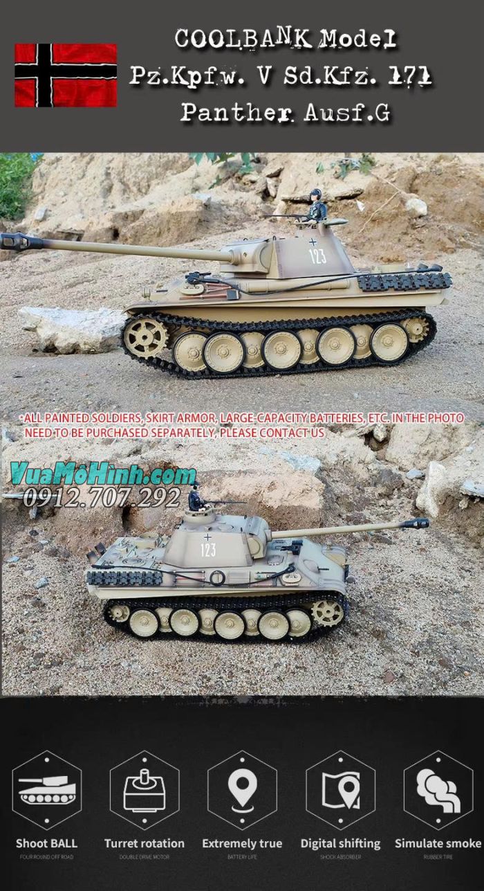Xe tăng điều khiển từ xa Coolbank 3879-1 German Panther V