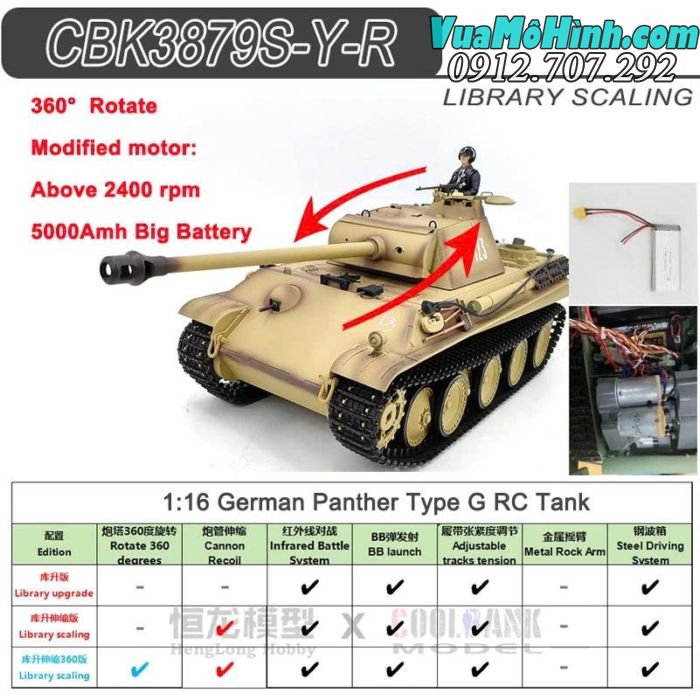 Xe tăng điều khiển từ xa Coolbank 3879-1 German Panther V