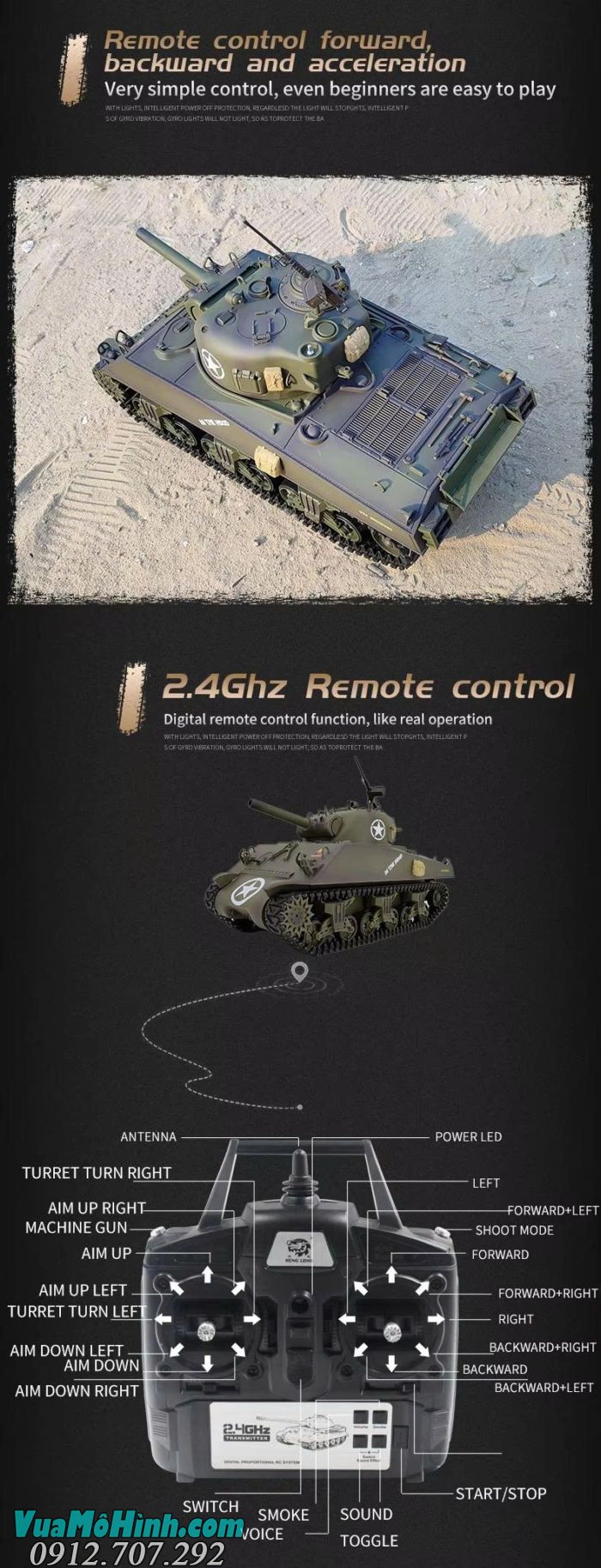 Cool Bank 3898-1 Sherman M4A3 RC Tank 1/16