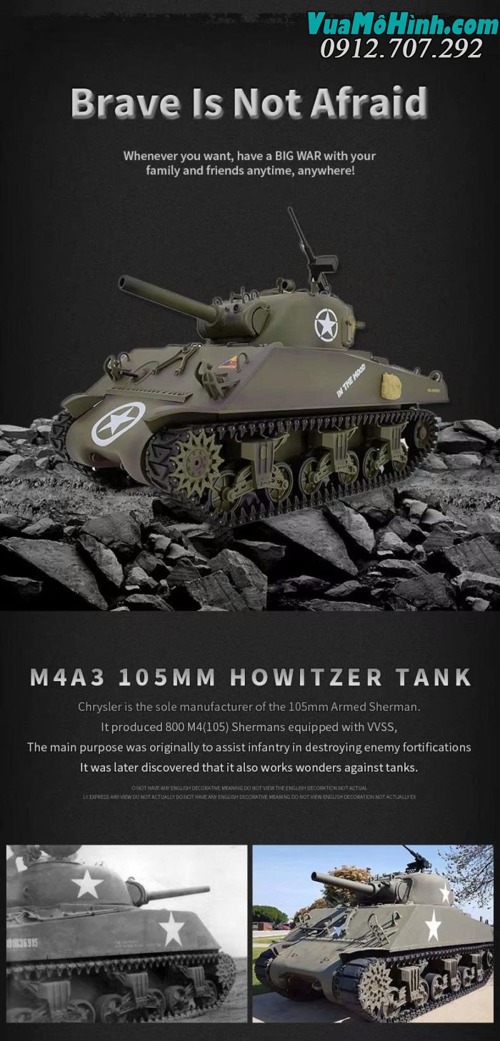 Cool Bank 3898-1 Sherman M4A3 RC Tank 1/16