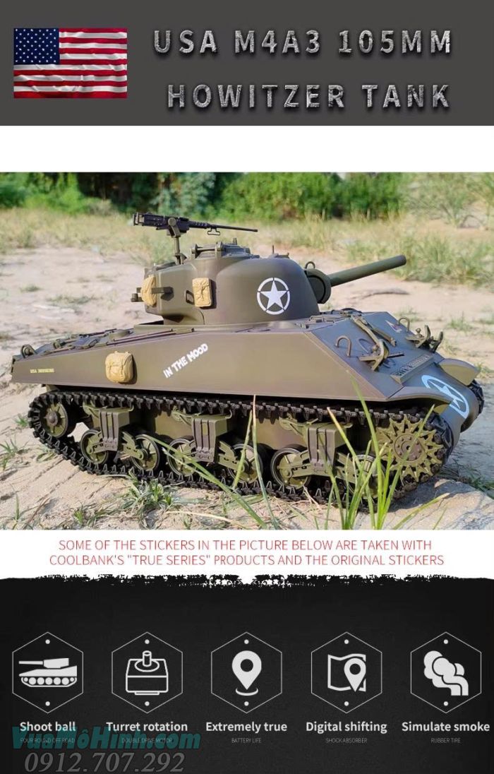 Cool Bank 3898-1 Sherman M4A3 RC Tank 1/16