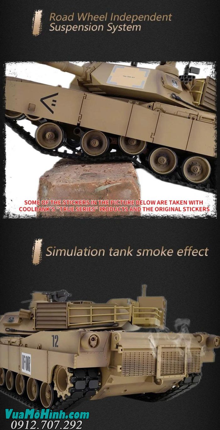 Xe tăng COOLBANK DIY-3918-1 M1A2 Abrams RC tỷ lệ 1/16