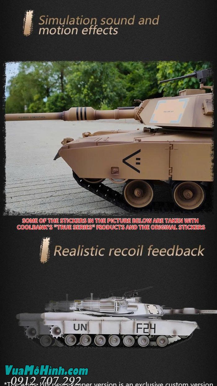Xe tăng COOLBANK DIY-3918-1 M1A2 Abrams RC tỷ lệ 1/16
