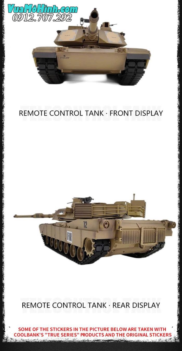 Xe tăng COOLBANK DIY-3918-1 M1A2 Abrams RC tỷ lệ 1/16