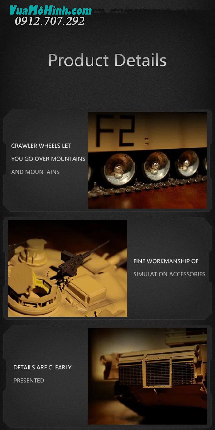 Xe tăng COOLBANK DIY-3918-1 M1A2 Abrams RC tỷ lệ 1/16