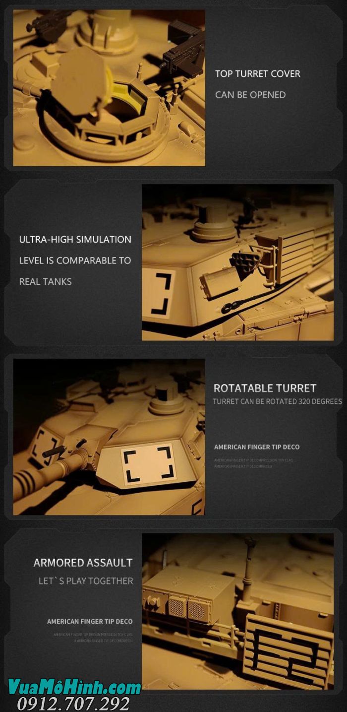 Xe tăng COOLBANK DIY-3918-1 M1A2 Abrams RC tỷ lệ 1/16