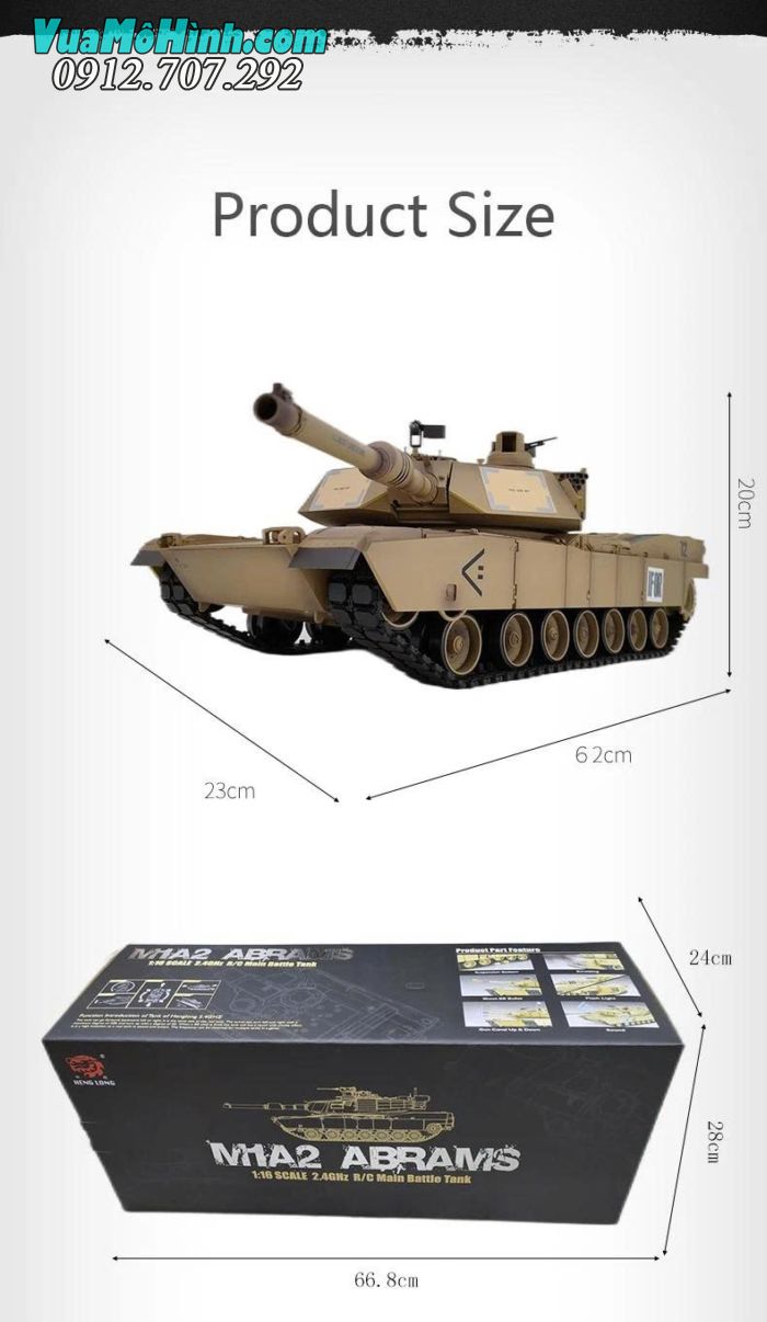Xe tăng COOLBANK DIY-3918-1 M1A2 Abrams RC tỷ lệ 1/16