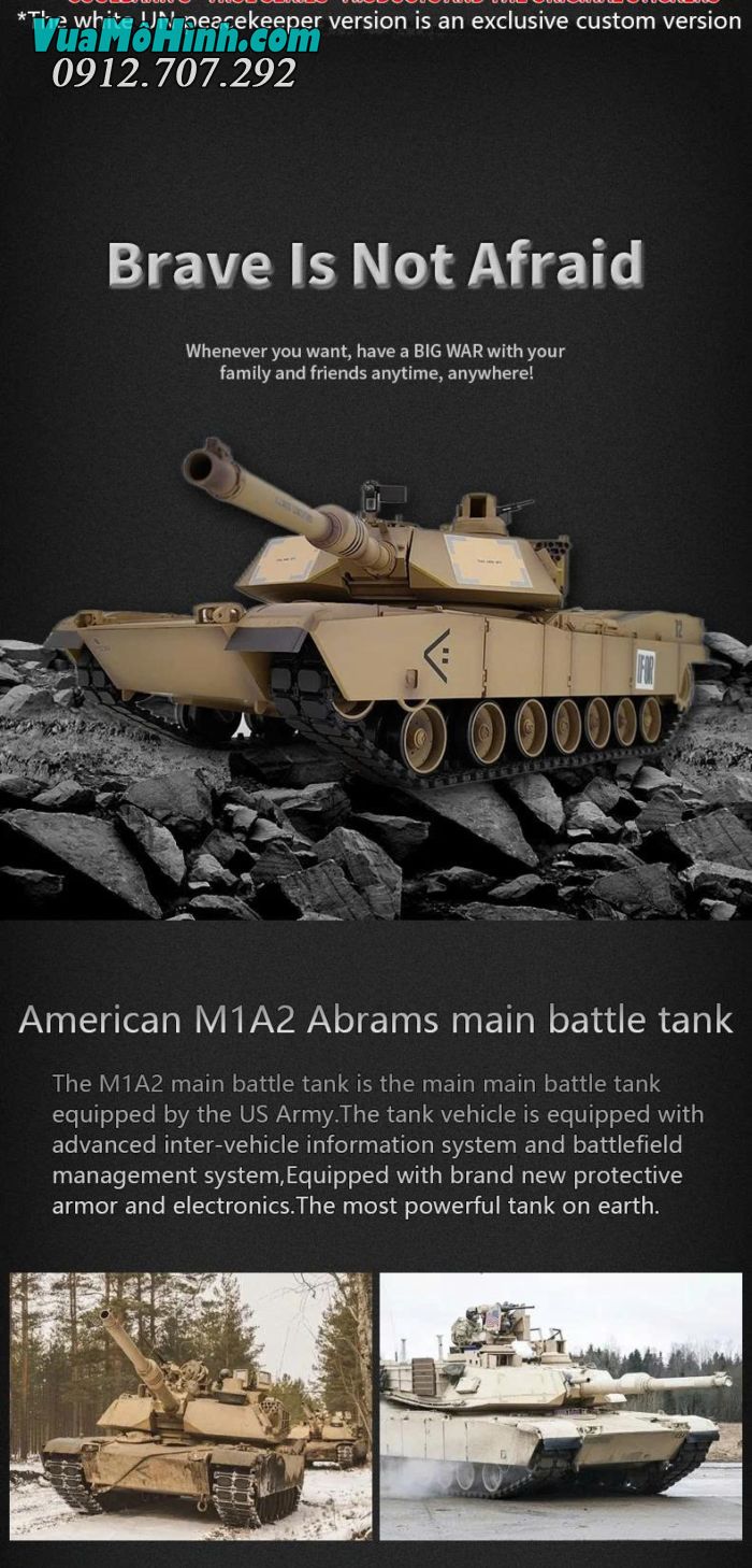 Xe tăng COOLBANK DIY-3918-1 M1A2 Abrams RC tỷ lệ 1/16