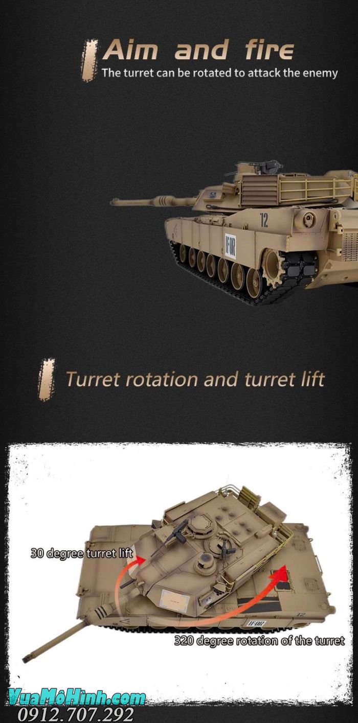 Xe tăng COOLBANK DIY-3918-1 M1A2 Abrams RC tỷ lệ 1/16
