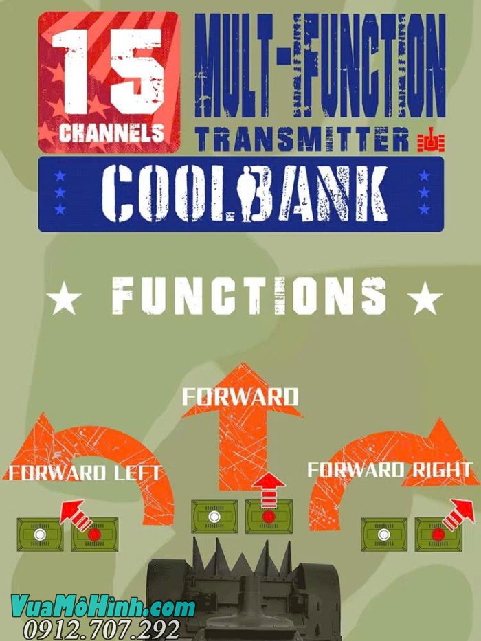 Xe tăng điều khiển từ xa Coolbank G2079 U.S.A M8 tỷ lệ 1/16