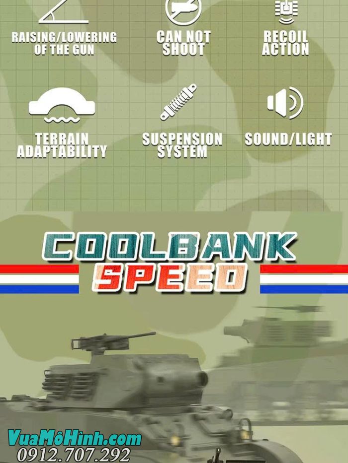 Xe tăng điều khiển từ xa Coolbank G2079 U.S.A M8 tỷ lệ 1/16