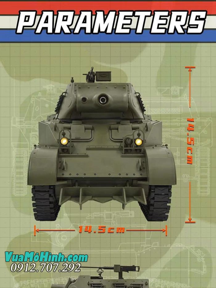 Xe tăng điều khiển từ xa Coolbank G2079 U.S.A M8 tỷ lệ 1/16