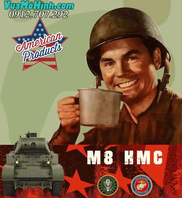 Xe tăng điều khiển từ xa Coolbank G2079 U.S.A M8 tỷ lệ 1/16