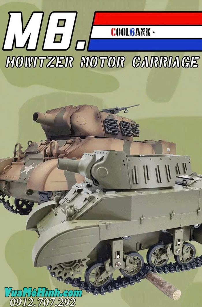 Xe tăng điều khiển từ xa Coolbank G2079 U.S.A M8 tỷ lệ 1/16
