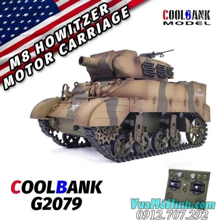 Xe tăng điều khiển từ xa Coolbank G2079 U.S.A M8 tỷ lệ 1/16