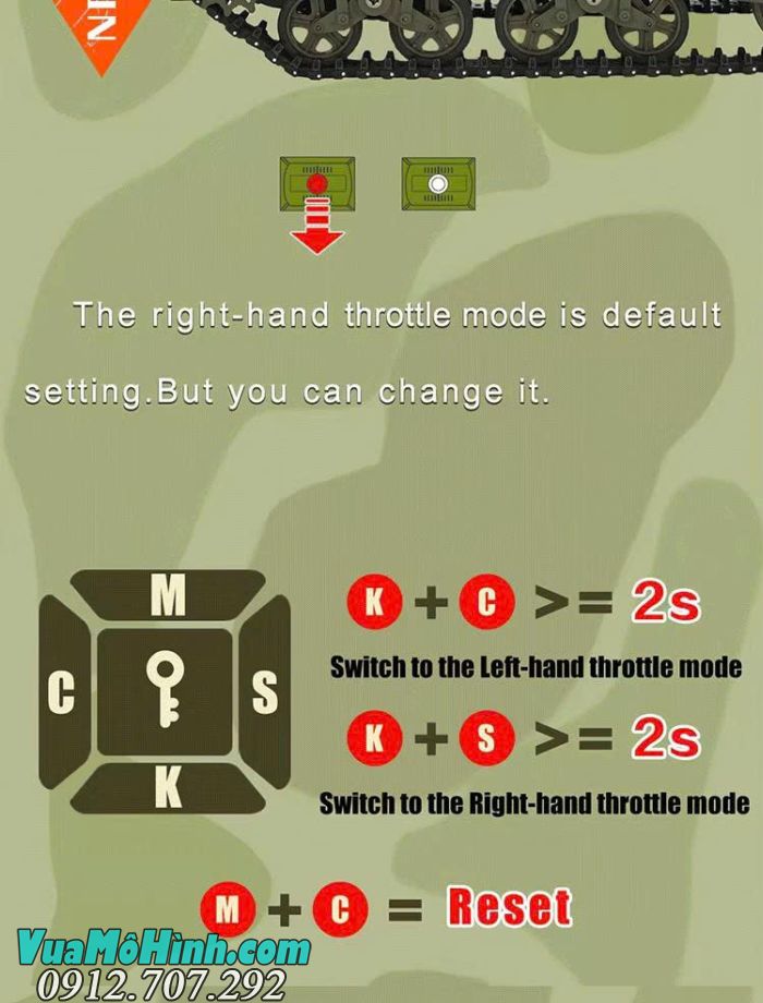 Xe tăng điều khiển từ xa Coolbank G2079 U.S.A M8 tỷ lệ 1/16