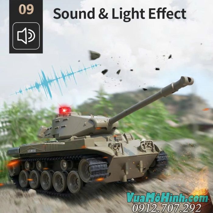 Xe tăng điều khiển từ xa JJRC Q85 1/30 mô phỏng M41A3 Walker Bulldog