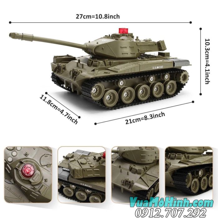 Xe tăng điều khiển từ xa JJRC Q85 1/30 mô phỏng M41A3 Walker Bulldog