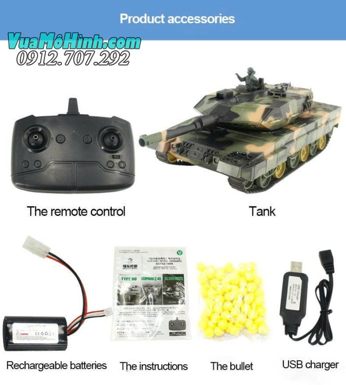 xe tăng mô hình điều khiển từ xa rc tank heng long leopard 2a5 iia5 3809 1/24