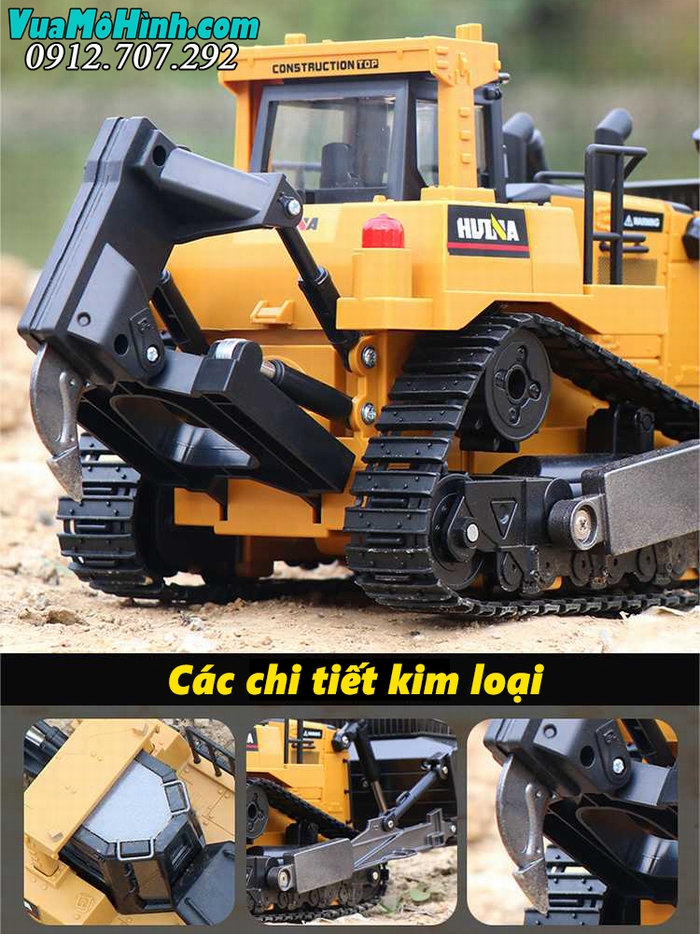 xe ủi xúc lật đất công trình máy cày điều khiển từ xa kim loại hulna huina 1569 569