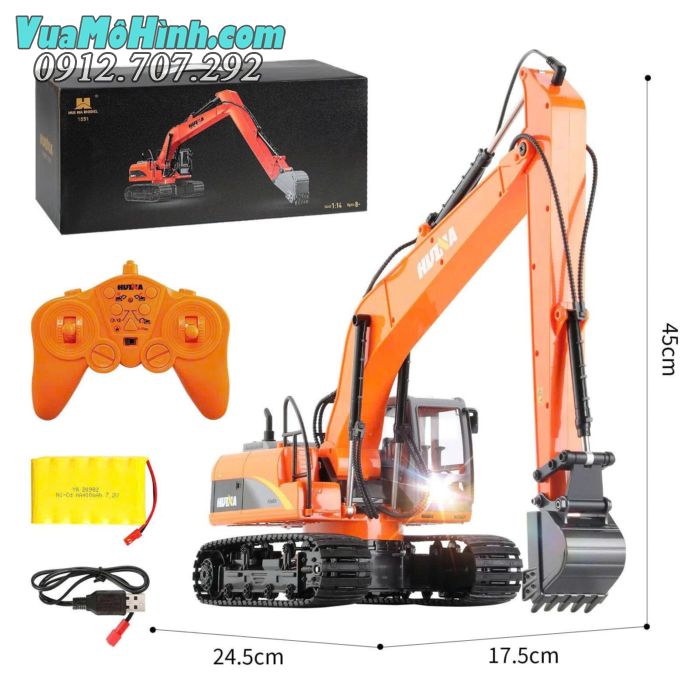 Mô hình xe công trình Huina 1551 điều khiển từ xa, chi tiết mô phỏng chân thực