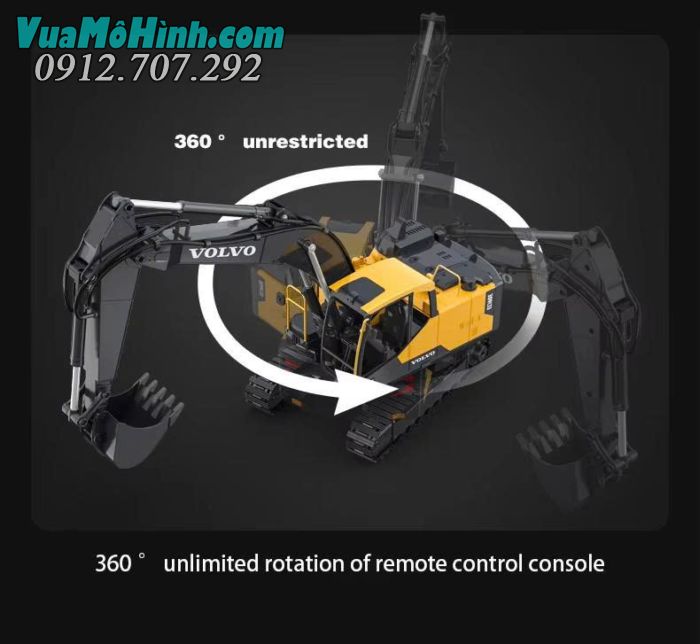 Máy xúc Volvo E598-001 điều khiển từ xa pin 7.4V