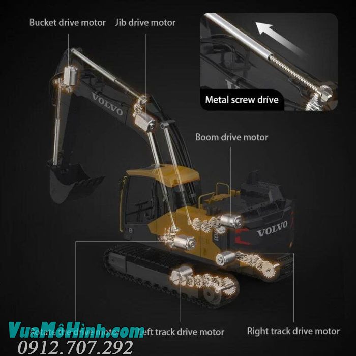 Máy xúc Volvo E598-001 điều khiển từ xa pin 7.4V