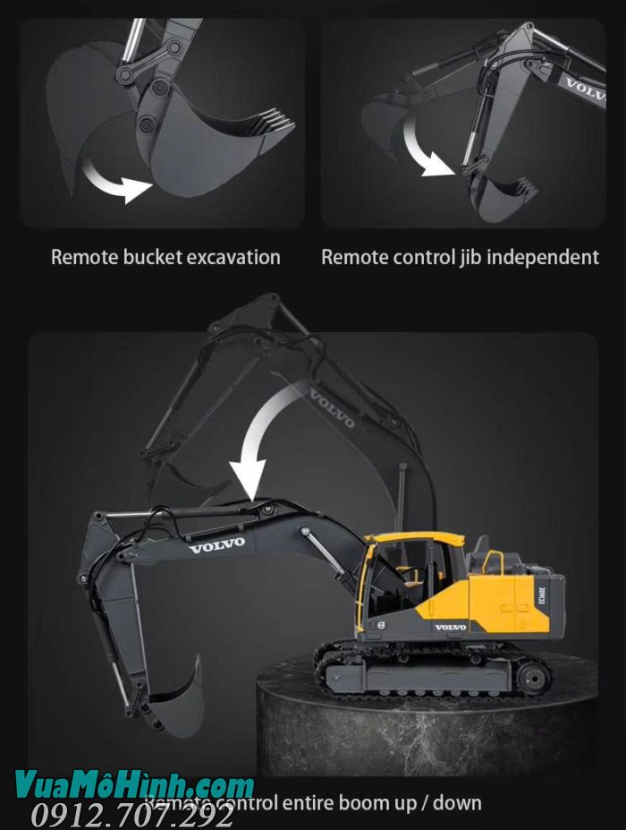 Máy xúc Volvo E598-001 điều khiển từ xa pin 7.4V