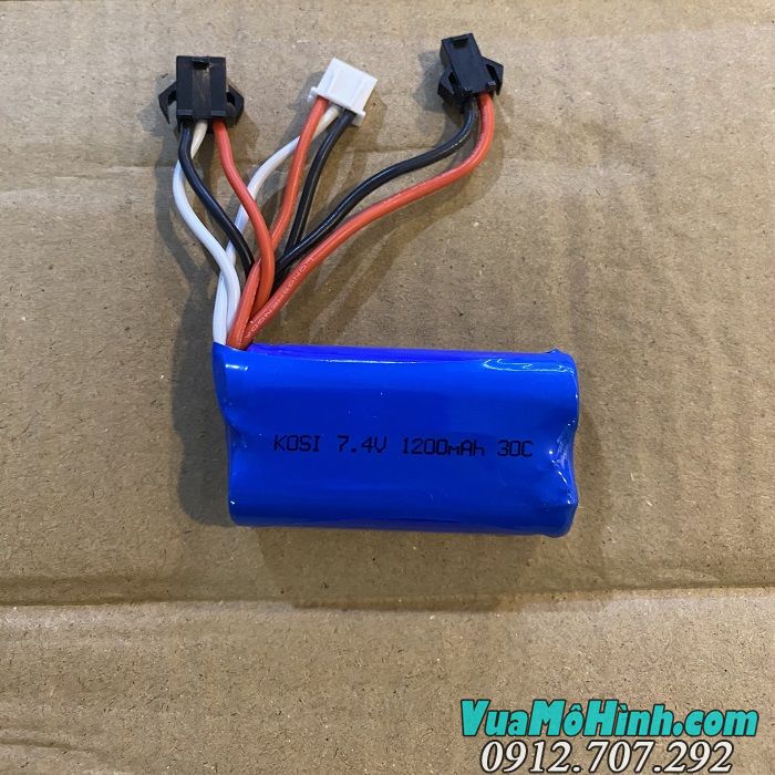 Pin 2s 7.4v 1200mah jack SM cho ô tô điều khiển từ xa, cano, tank rc