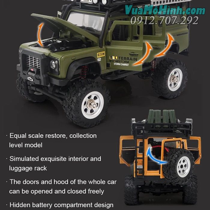 Xe ô tô điều khiển từ xa SG2801 vỏ kim loại tỉ lệ 1:28 đồ chơi RC Jeep Crawler SG 2801