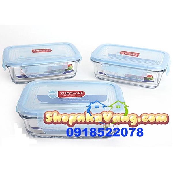 Bộ 3 Hộp Thủy Tinh THEGLASS Kèm Túi Giữ Nhiệt NV105